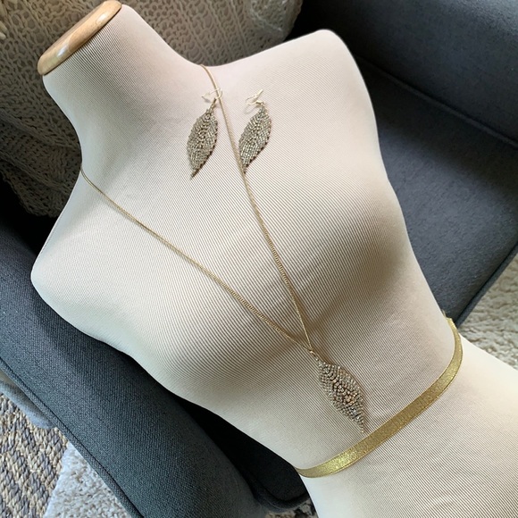 Necklace and earrings.
